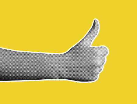 Hand with thumb up, showing approval and agreement. Gesture of support, acceptance, and confirmation...