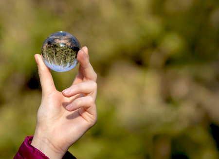 Environment concept. Green earth, globe, and nature with trees and plants. Focus on ecology,...