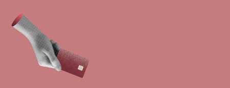 Bank card held in hand, showing credit and debit features. Symbolizing cashless payments, online...