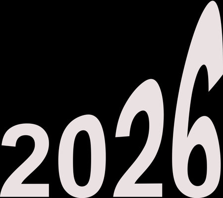 2026 new year typography design. Modern numeric style with sleek minimal font, bold contrast and...