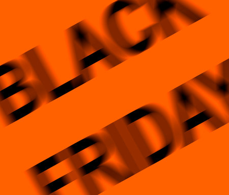 Black Friday text design with motion blur on orange background, dynamic modern typography style for sale or discount advertising, bold commercial composition with speed and energy effect.の写真素材