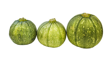 Photography round green zucchini isolated on a white background.の写真素材