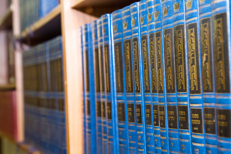 Tel-Aviv , Israel - September 8 . 2014: The interior of the synagogue Kipusit in Tel Aviv. Israel . Sacred books on the shelves of the synagogue. のeditorial素材