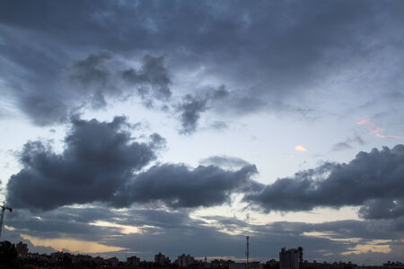 Beautiful white clouds on a blue sky background .の写真素材