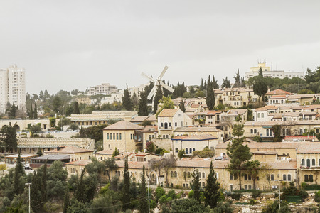 Panorama of West Jerusalem  Yemin Moshe neighborhood , Israel.の写真素材