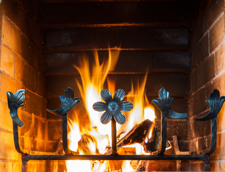 Close up image of fireplace and wood burning .の写真素材