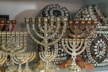 Jewish holiday Hanukkah of silver in the souvenir shop .