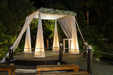 Beautiful photo of the Jewish Hupa , wedding putdoor .の写真素材