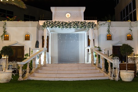 Beautiful photo of the Jewish Hupa , wedding putdoor .の写真素材