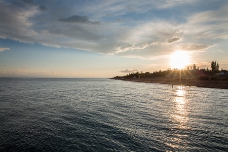 Photo of the beautiful coast of the Issyk-Kul Lake . Kyrgyzstan .の写真素材