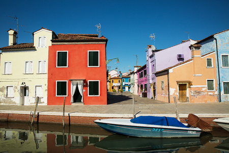 Colorful houses in Burano island near Venice, Italyのeditorial素材