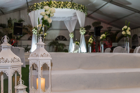 Beautiful photo of the Jewish Hupa , wedding putdoor .の写真素材