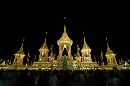 Bangkok, Thailand - 2017, November 25th : The Royal Crematorium of the King Bhumibol Adulyadej as the Royal funeral Cremation Ceremony at Sanam Luang, Bangkok, Thailand.の素材