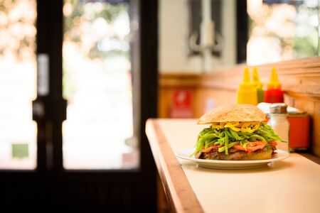 Chilean sandwich with meat and tomato
