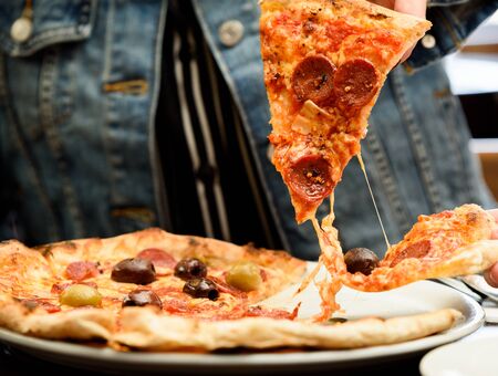 Chilean italian pizzaの写真素材