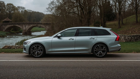 Luxury Wagon on Scenic Bridge Roadの素材