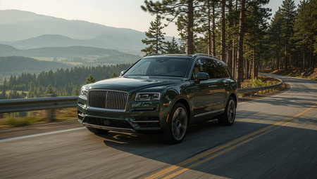 Green Luxury SUV in Forestの素材