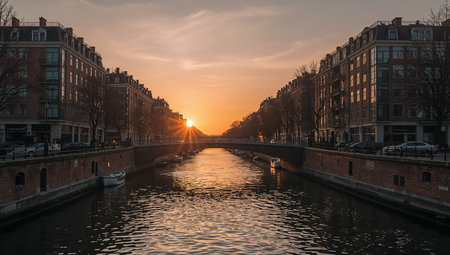 European Canal Street at Sunsetの素材