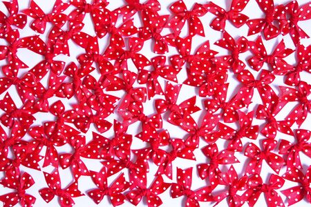 Red fabric bows.の写真素材