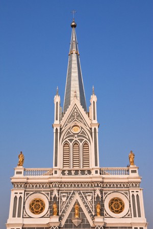 Over 100 years old Gothic style church, Ratchaburi province, Thailand.の写真素材
