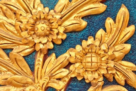 Flower in traditional Thai art, portland cement molding.の写真素材