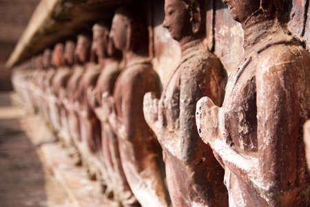 Buddha images in the historical park of Sukhothai province, Thailand.の写真素材