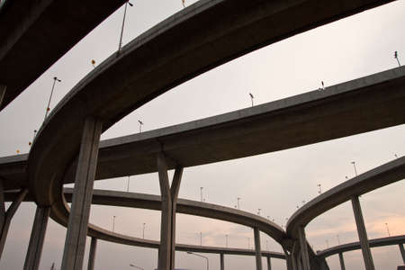 Industry Circle Bridge, Bangkok, Thailand at twilightの写真素材