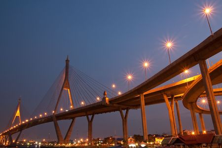 Industry Circle Bridge, Bangkok, Thailand at twilight
