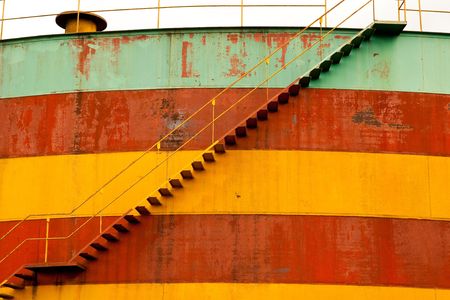 Desert oil tank with stairsの写真素材