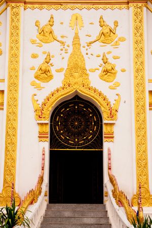 Gate decoration of church in Wat Mahathat, Nakorn Panom province, Thailandの写真素材