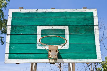 Basketball court of school in upcountry, the northeast of Thailandの写真素材