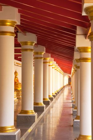 Walkway in temple pavillionの写真素材