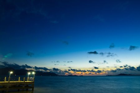 Jetty of Lam Ngob cape in eveningの写真素材