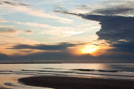 Morning at Cha Am beach, Thailandの写真素材