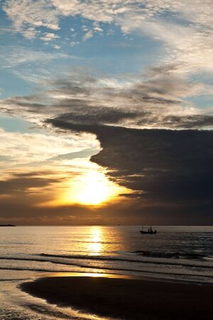 Morning at Cha Am beach, Thailandの写真素材