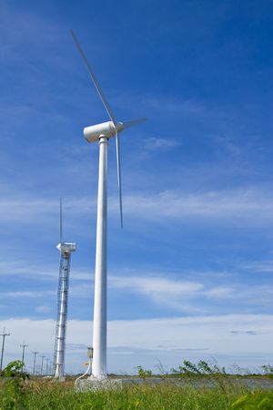 Wind turbine generator in country of Thailandの写真素材