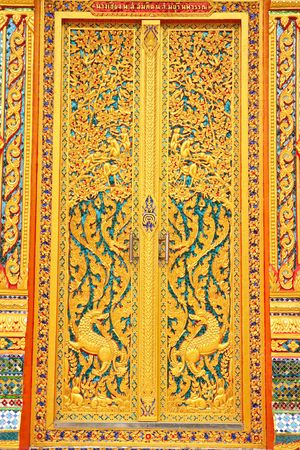Traditional Thai style church doorの写真素材