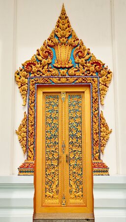 Traditional Thai style church doorの写真素材
