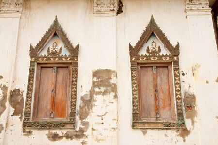 Traditional Thai style church windowsの写真素材