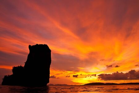Sunset at Ao Nang bay, south of Thailandの写真素材