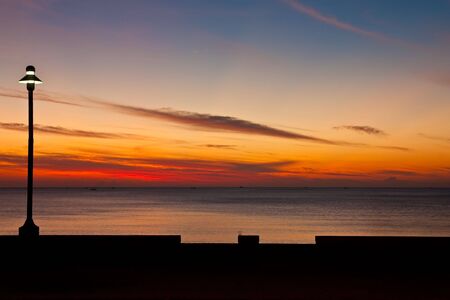 Pier in south of Thailand at twilightの写真素材