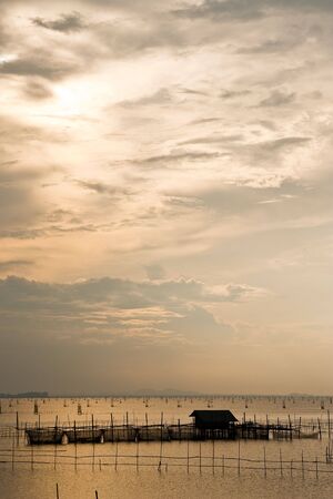 Fisherman hose in Thai sea, south of  Thailandの写真素材