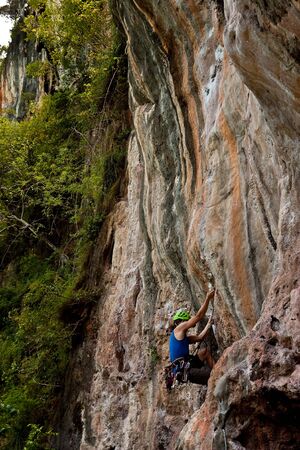 Mountain climber, Rai Lay beach, south of Thailandの写真素材