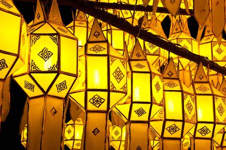Northern Thai style decorative paper lampsの写真素材