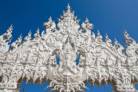 Decoration of famous white church, Wat Rong Khun, Chiang Rai province, Thailandの写真素材