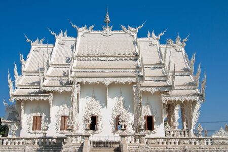 Famous white church, Wat Rong Khun, Chiang Rai province, Thailandの写真素材