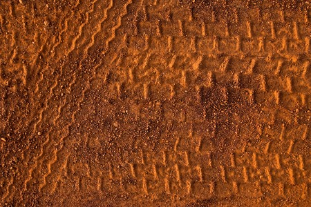 Truck wheel print on upcountry roadの写真素材