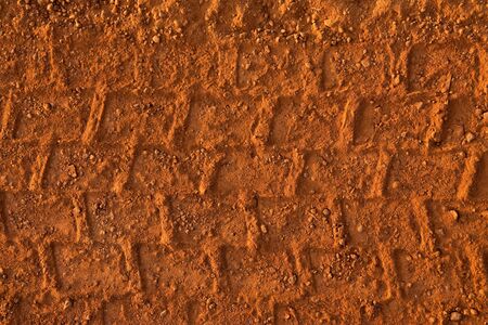 Truck wheel print on upcountry roadの写真素材