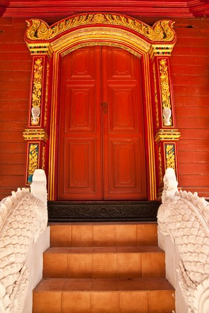 Door of Buddhist church in Thai styleの写真素材