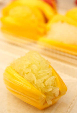 Thai style dessert, glutinous rice in jackfruitの写真素材
